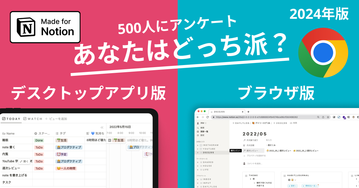 Notionはブラウザとアプリどちらで使う?500人のユーザーに聞いてみた