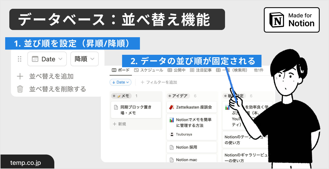 【動画付き】Notionデータベースの並べ替え(ソート)機能完全ガイド:基本から応用まで