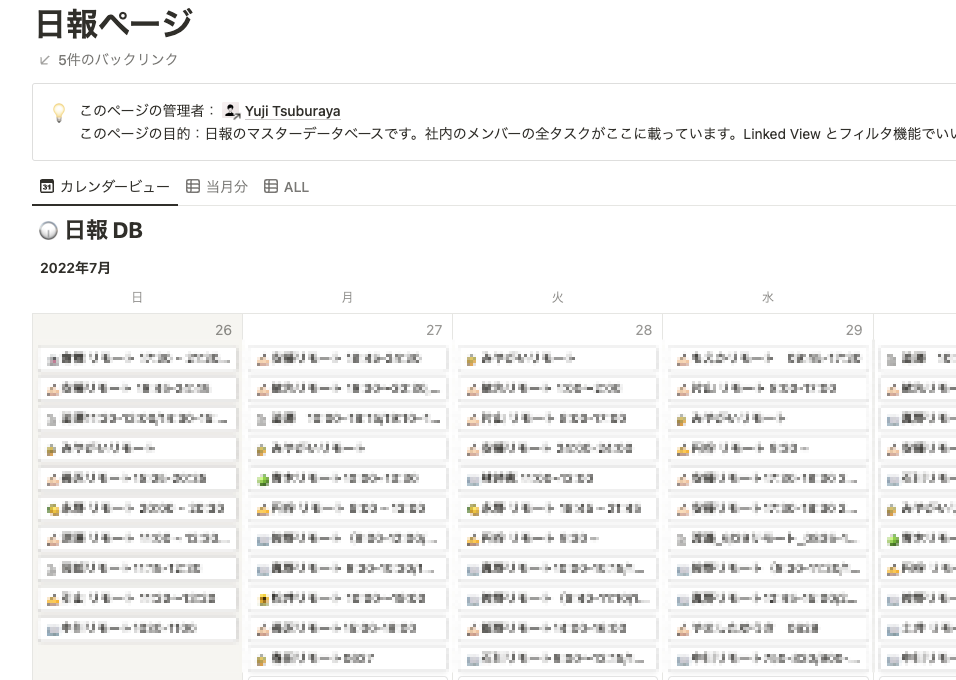 実際に僕たちの会社で運用している日報データベースのスクリーンショット