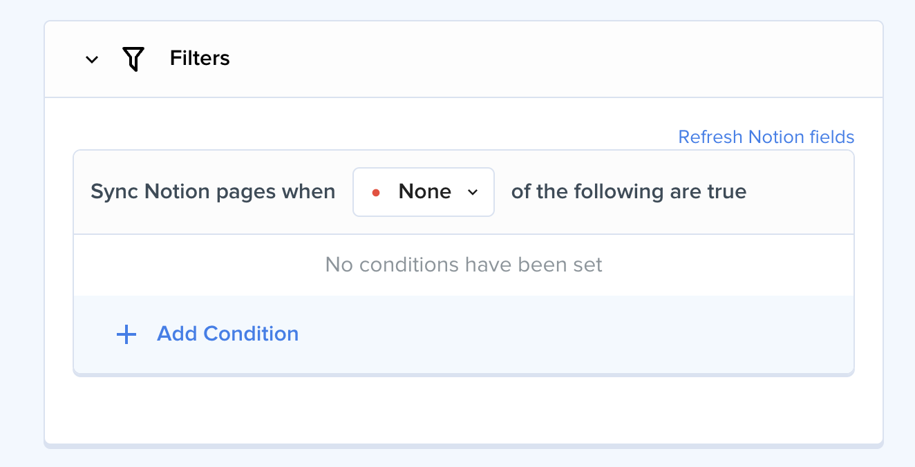 Notion Automations のフィルター設定（僕の場合は何も設定を入れずにすべてのデータを同期させている）