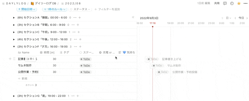 実際にデータベースにアイテムを追加しているようす