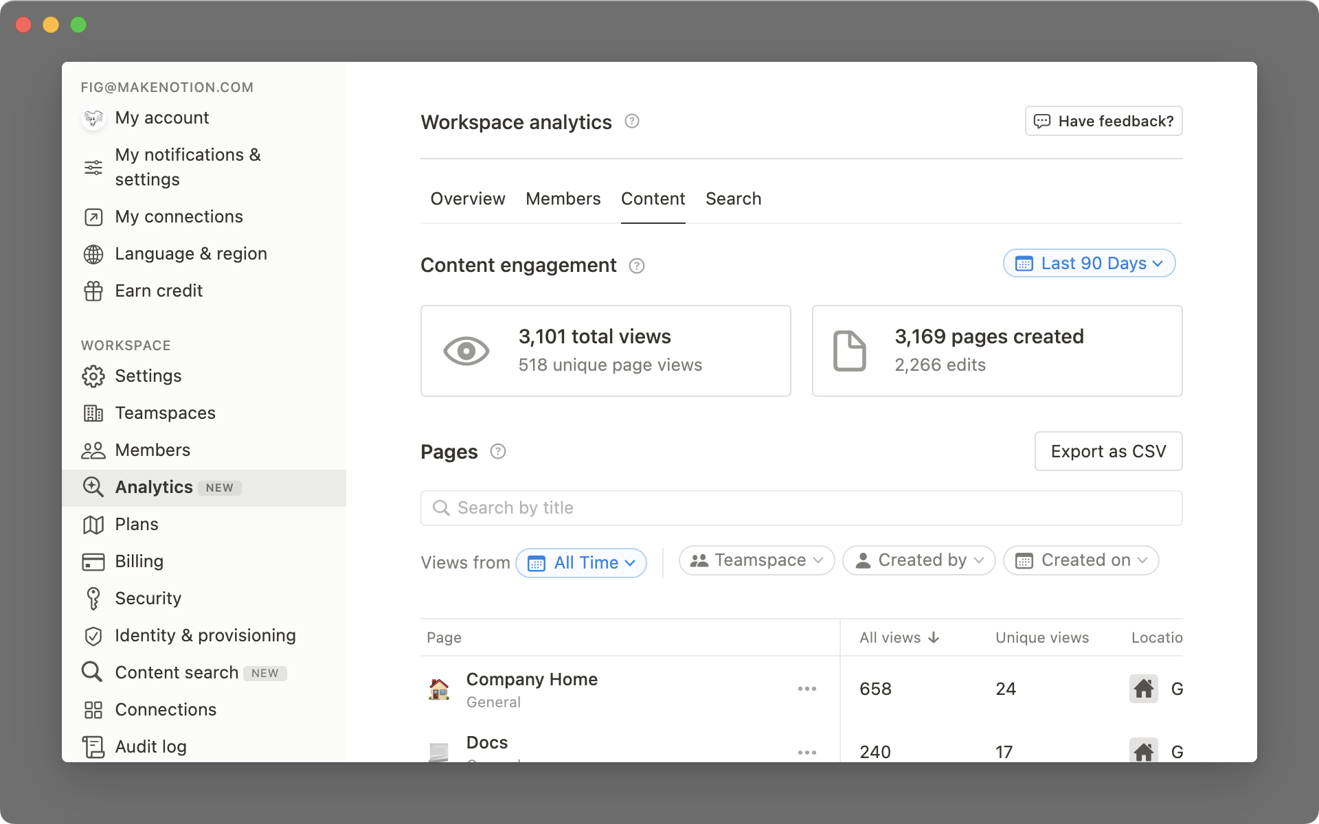 ワークスペースアナリティクスのコンテンツタブ（[公式サイトより引用](https://www.notion.so/ja-jp/help/workspace-analytics)）