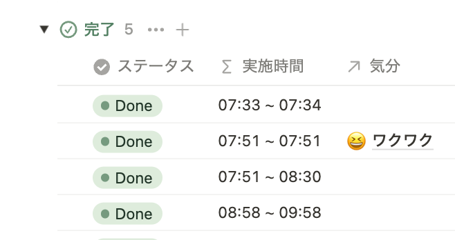 タスクの実施時間を計測できるように