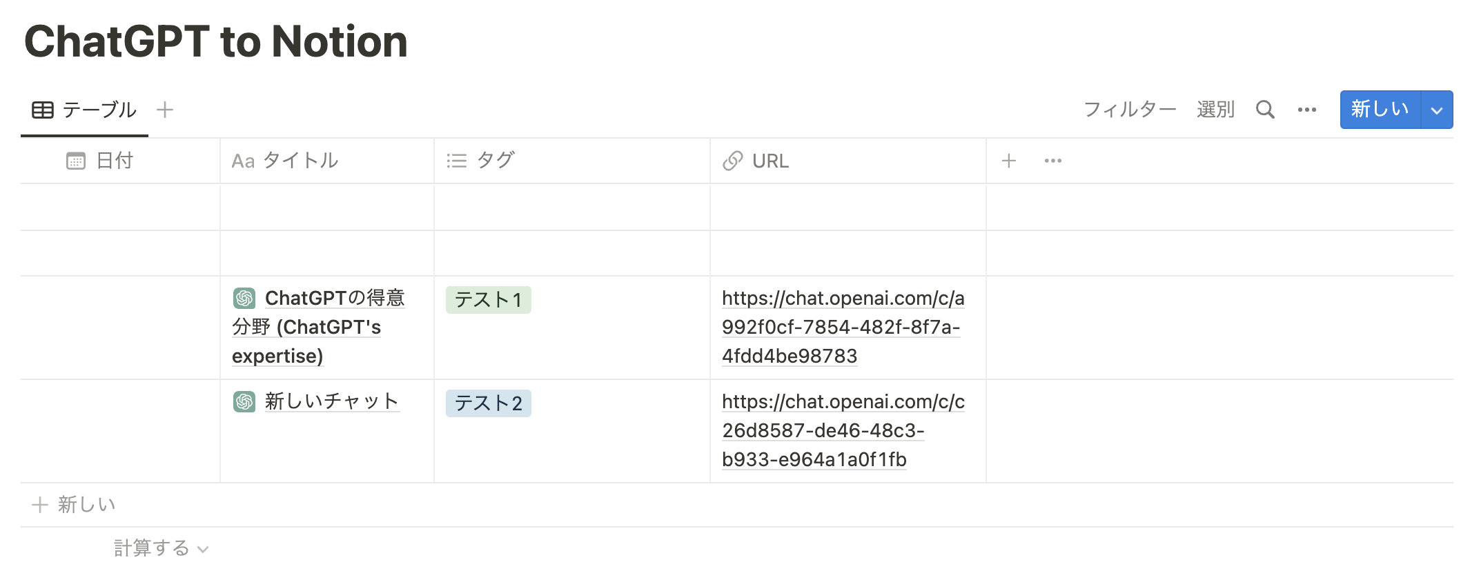 保存されたデータベース