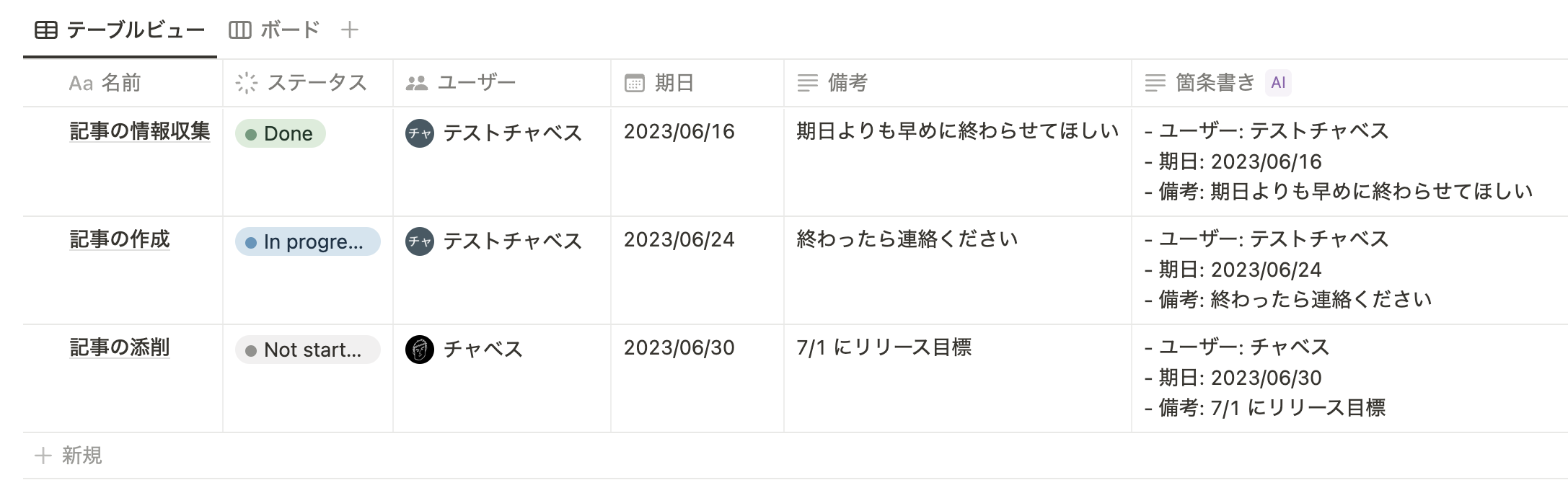 複数のプロパティを箇条書きでまとめて表示