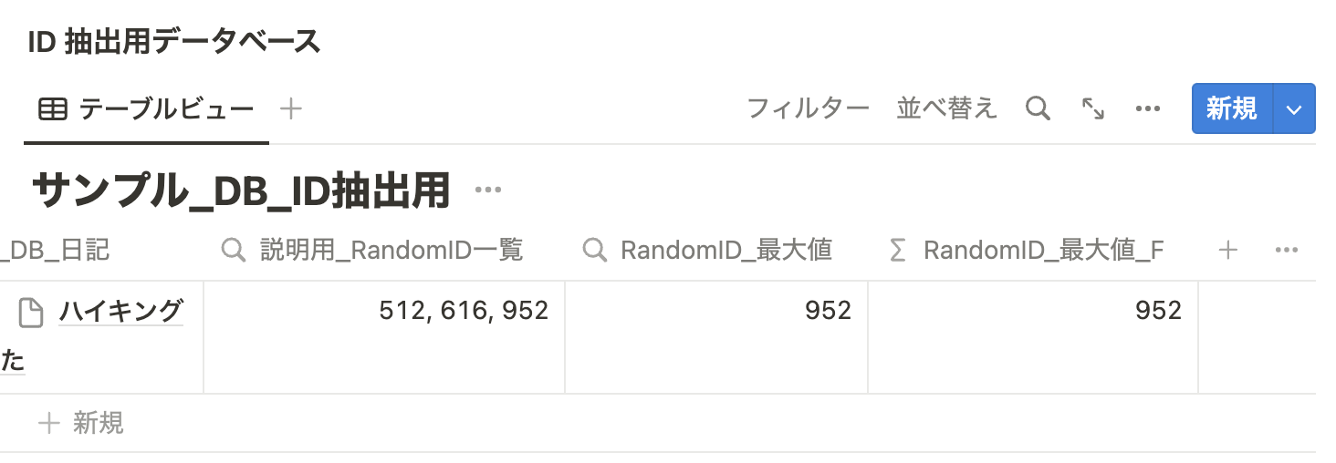 「サンプル_DB_ID抽出用」データベース