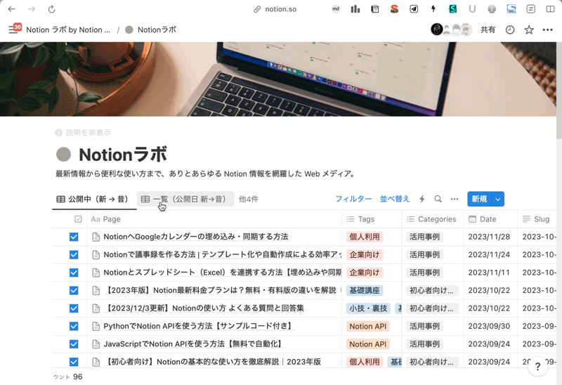 ビューに説明を追加する様子