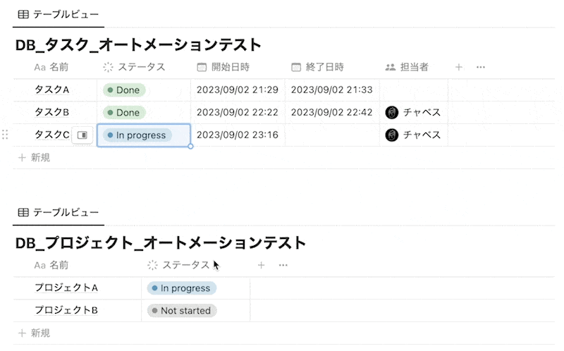 タスクのステータスを「Done」にすればプロジェクトのステータスも「Done」になる