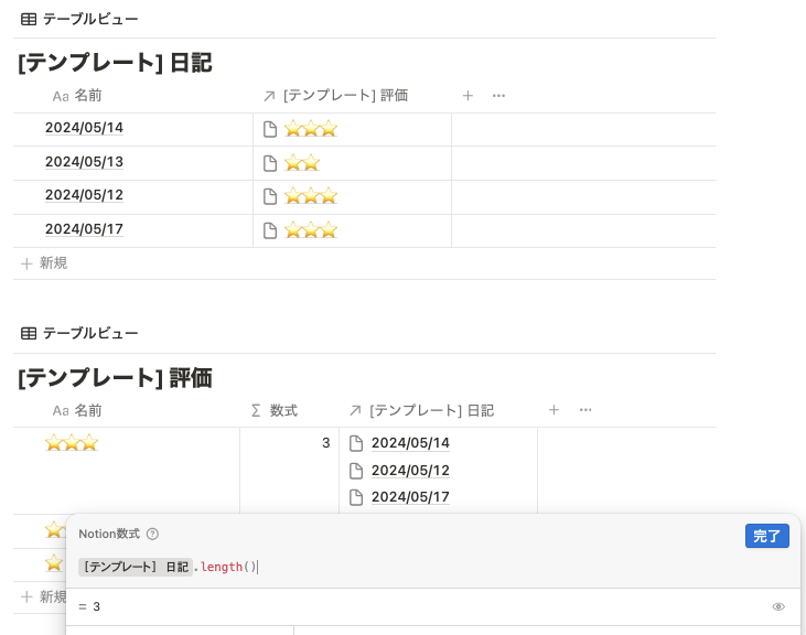 評価ごとにデータの個数をカウントする