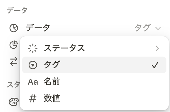 データ集計プロパティを選択