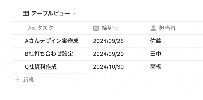 行を直接ドラッグして並び替えすることも可能