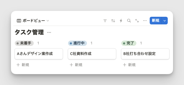 同じデータベースのボードビューが作成される