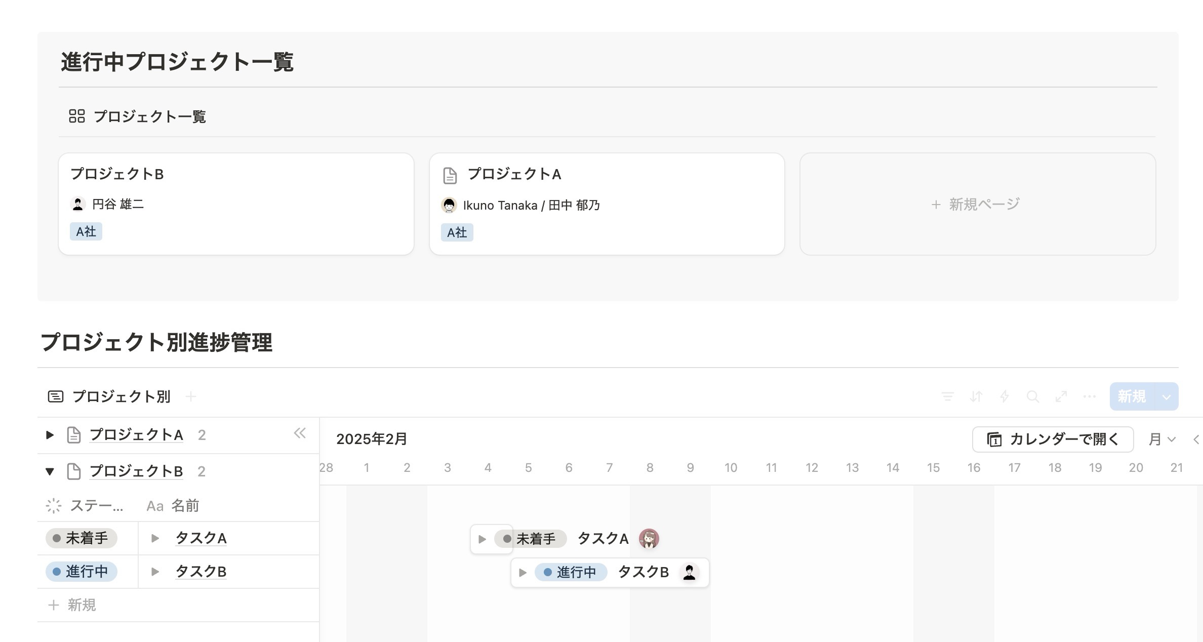 プロジェクト管理のサンプル