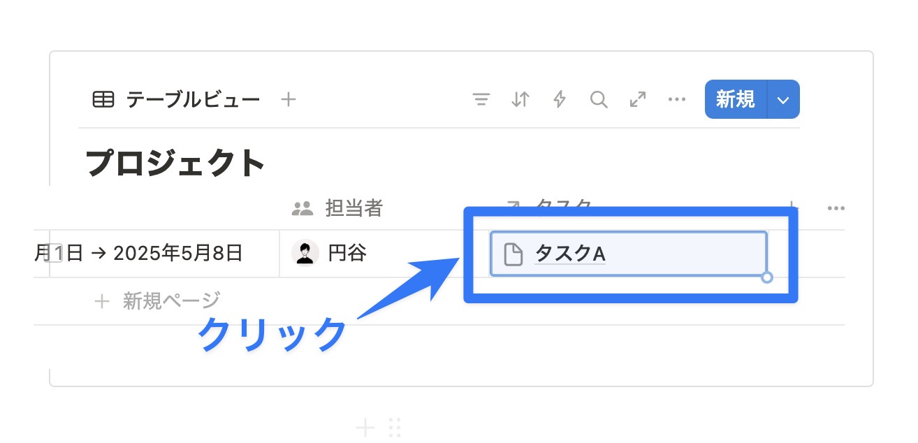 リレーションされているデータをクリック