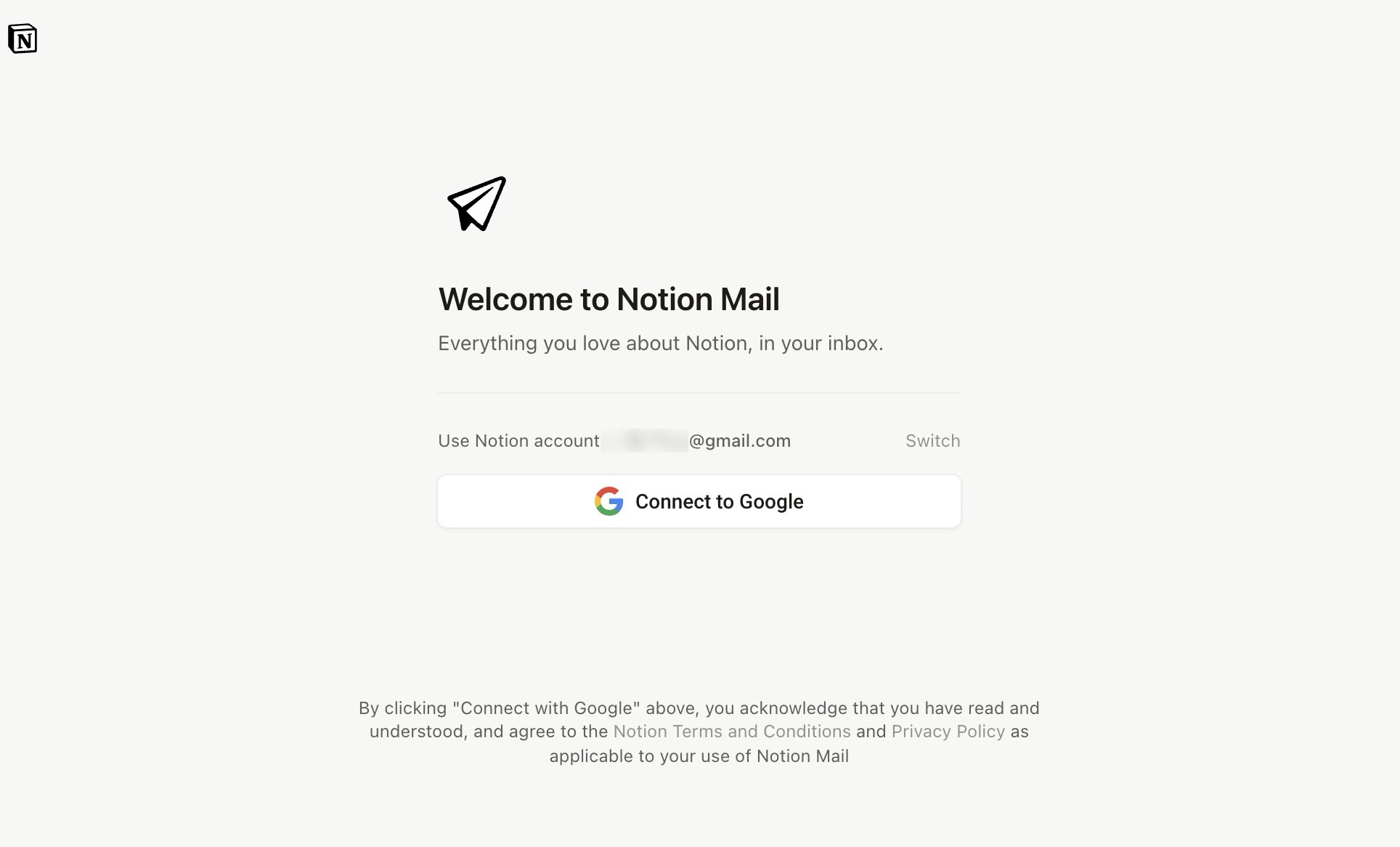 Notion メールの接続ページ