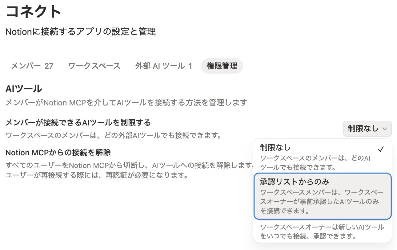 権限管理の画面イメージ
